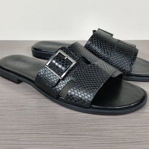 Naturalizer Faryn Slide Sandal, Black Textured Leather, Womens Size 8 M / 38